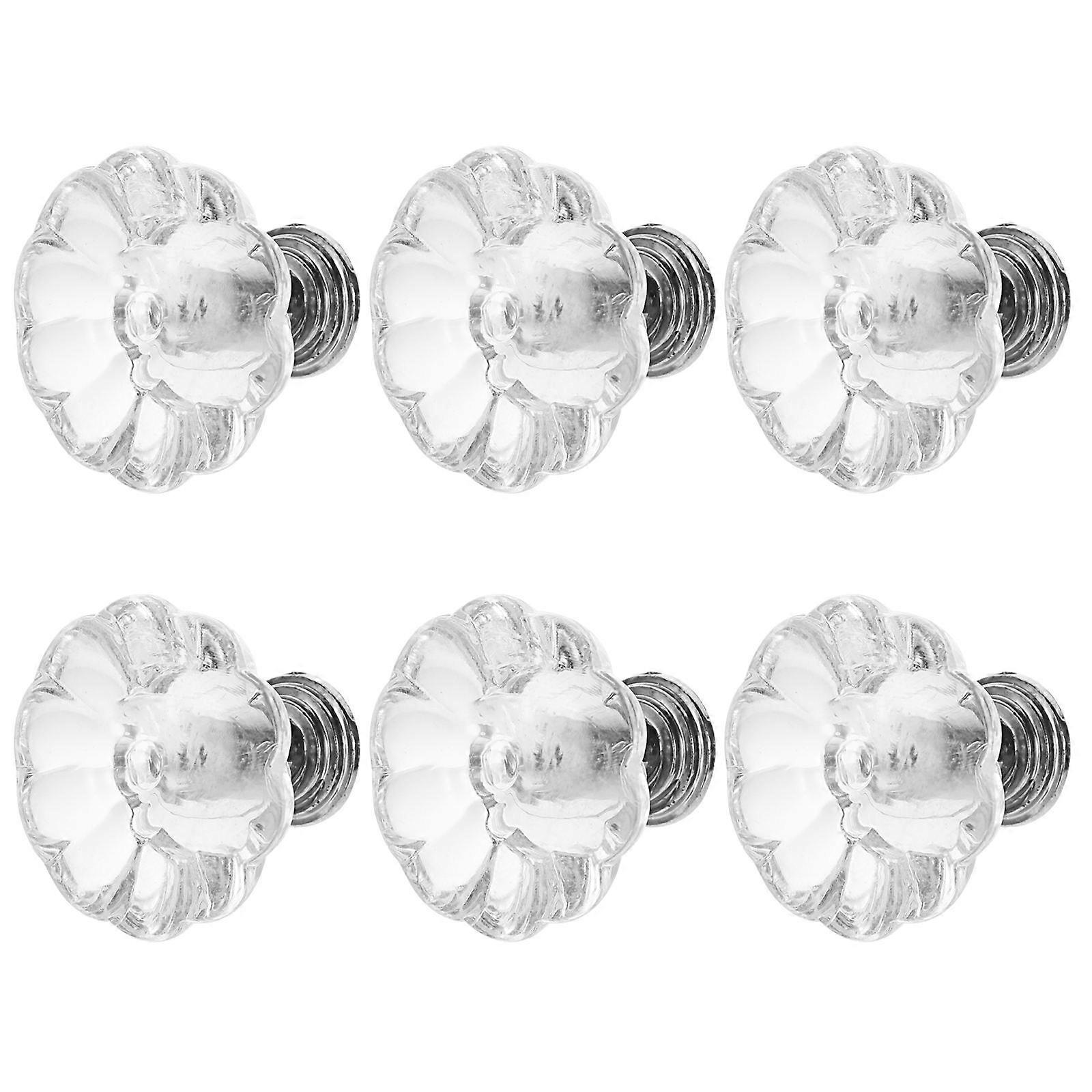 6pcs Crystal Clear Doorknobs Cupboard Cabinet Drawer Door Knobs Pull Handles