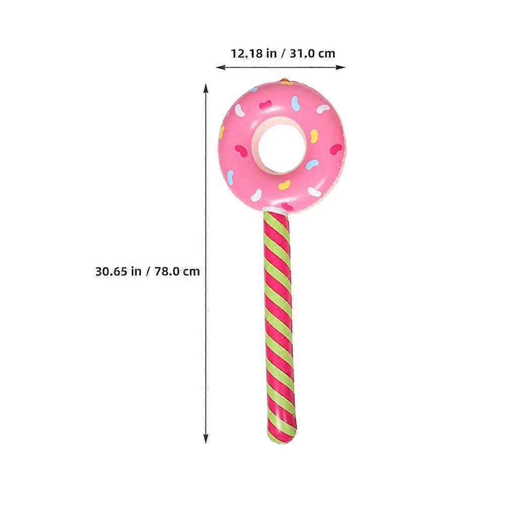 Pack De 4 Donuts Y Piruletas Inflables – Decoración De Fiesta De PVC Con Palitos, Ideales Para Piscina, Cumpleaños Y Eventos Temáticos