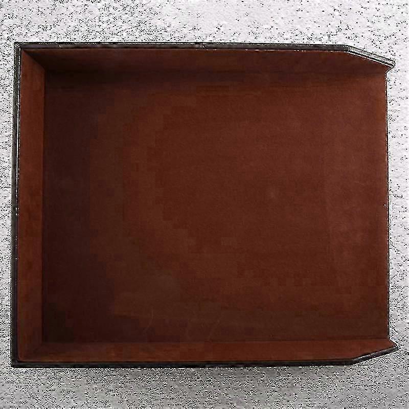 Pu Leather Stackable Document Tray Organizer, Brown Office File Holder