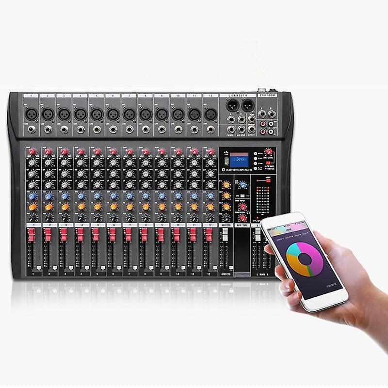 12 Channel Bluetooth Digital Microphone Sound Mixer Console Professional Karaoke Audio Amplifier With Usb