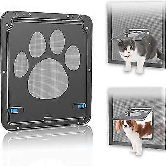 Pet Mesh Door, Automatically Locking Dog Cat Door, Durable Magnetic Door, 24 X 29cm, For Small Medium Cats