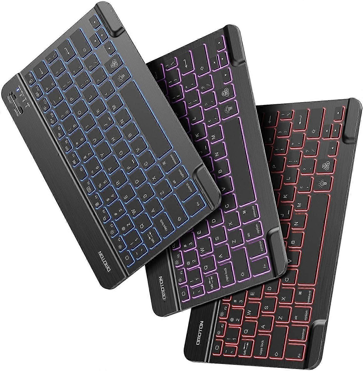Tablet Computer Keyboard Mini Wireless Bluetooth Backlit Keyboard, 7-color Backlit/rechargeable/ultra-thin