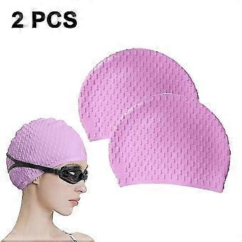 Gorro de natación de silicona, compatible con gorro de baño ajustable ideal compatible con cabello corto y medio largo rizado, gorro de natación compatible con mujeres y hombres