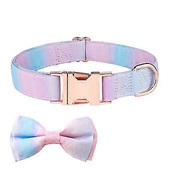 Soft&Comfy Bowtie Dog Collar, Adjustable Pet Gift Collars For Small Medium Large Dogs Dream Gradient