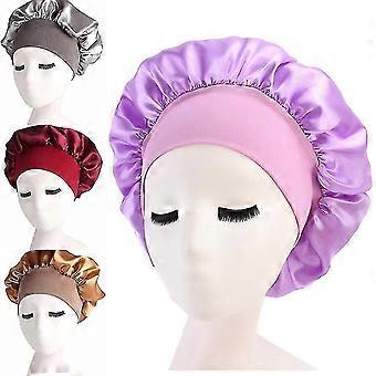 Women Satin Solid Sleeping Hat Night Sleep Cap Hair Care Bonnet Nightcap For Women Men Unisex Cap Bonnet Multi-color Champagne