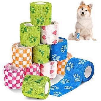 Zelfklevend verband, samenhangende tape, 5 cm x 4,5 m veterinair medisch verband, elastisch samenhangend verband voor polsen, enkels, handen, voeten, 12 rollen in 6 kleuren