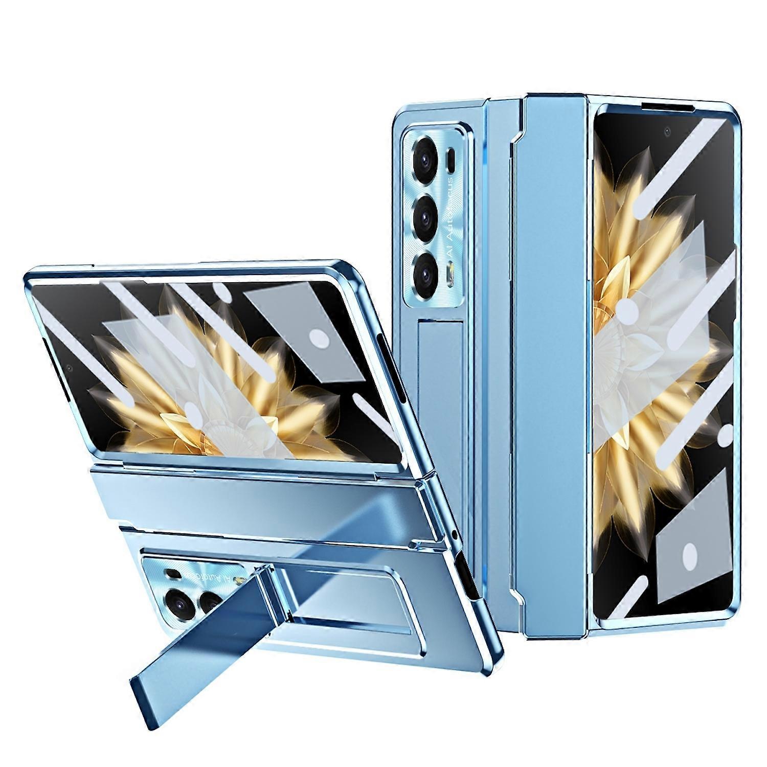 For Honor Magic V2 Integrated Foldable Phone Protective Case with Holder Blue