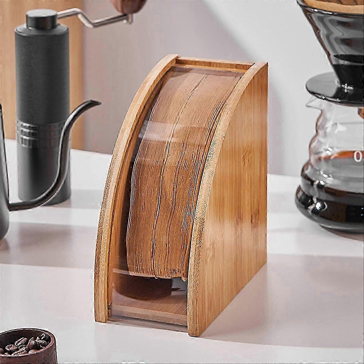 Bamboo Coffee Filter Paper Storage Rack Set