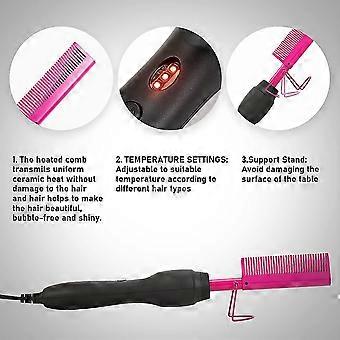 Peigne chauffant électrique compatible avec les perruques, peigne chauffant électrique, peigne lisseur, peigne chauffant rose