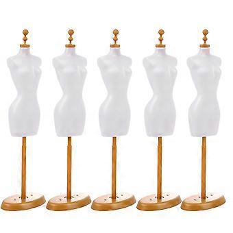1 Conjunto 5Pcs Boneca Vestido Forma Pano Stand Manequim Suporte Desmontável Montado Display Doll Modelo Titular Apoiador de Pano (White Doll Modle Stand)