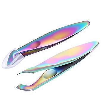 2 Pcs Mini Cuticle Cutter, Mini Cuticle Clipper Hangnail Clipper Trimmer Tweezers Professional Manicure Pedicure Nippers Precise Nail Trimmer for Trim