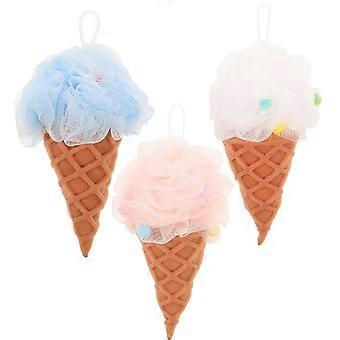 3pcs Bath Shower Sponge Balls Ice Cream Body Scrubber Exfoliating Bath Sponges