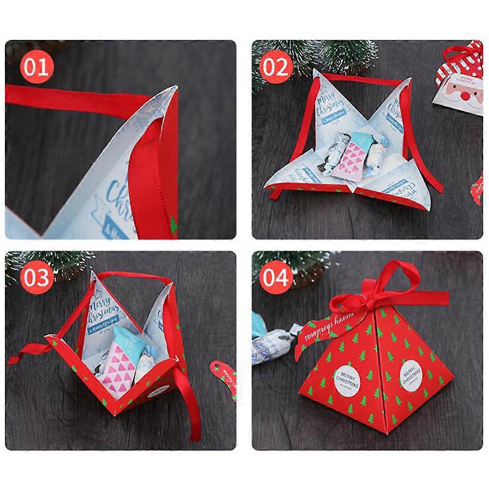 Tree Pattern Candy Box Pyramid Style for 1Set Christmas Presents