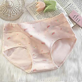 Damen-Triangel-Slip aus reiner Baumwolle, antibakteriell, atmungsaktiv, mittelhoher Bund, bedruckt