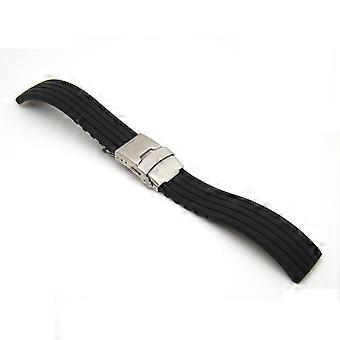 Correa de reloj de silicona negra para repuesto de reloj, 2 piezas, plegable, con tiras.