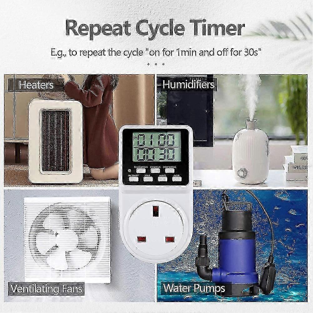 24 Hour Digital Electric Timer Plug Socket With Countdown And On-off Repeat Cycle Timer For Home Ap