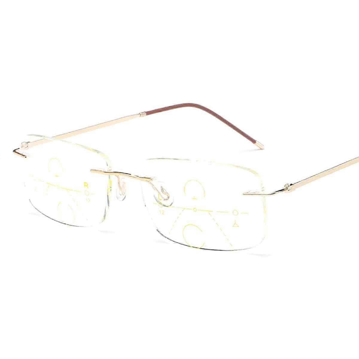 Rimless Titanium Progressive Multifocal Reading Glasses
