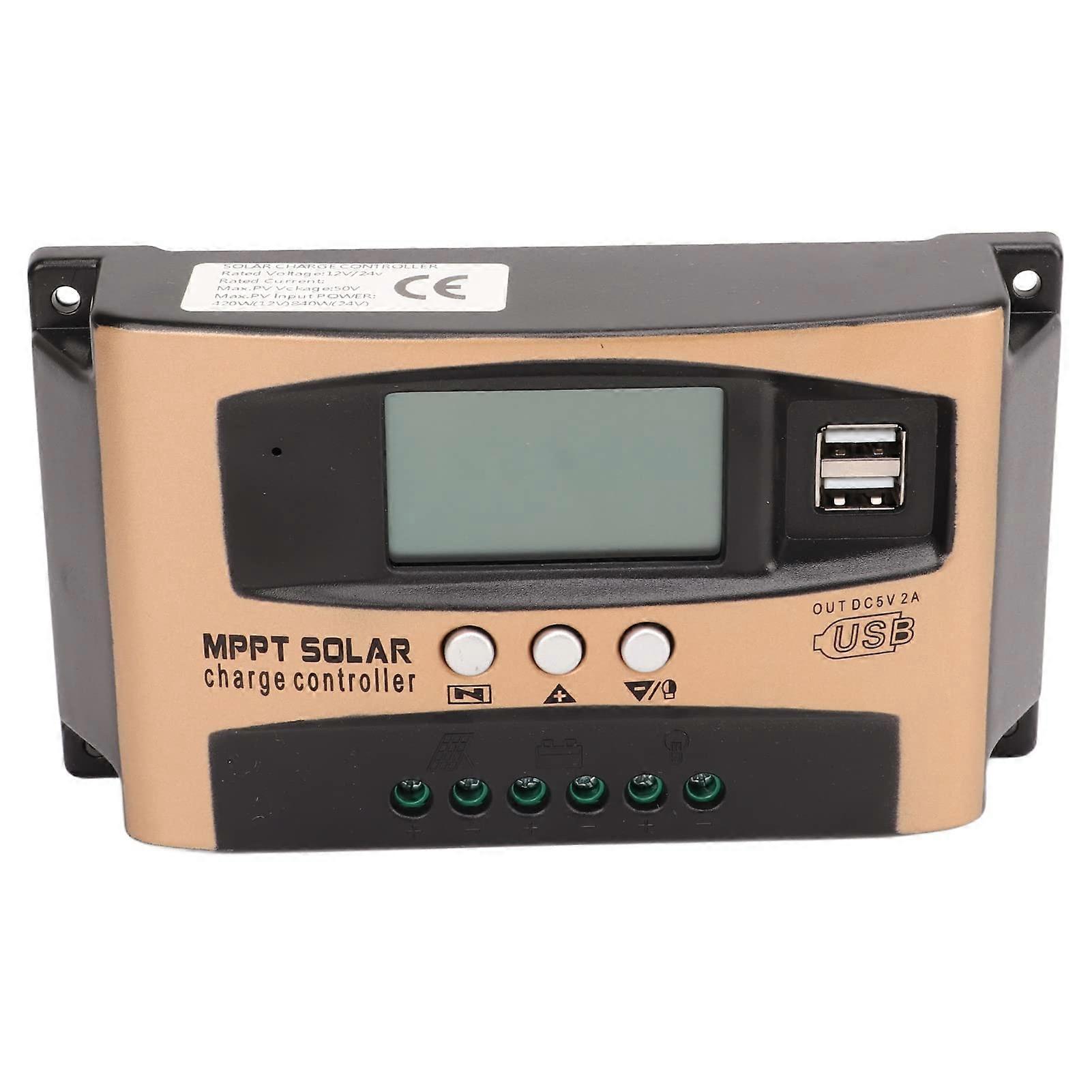 100A MPPT Solar Charge Controller with Dual USB, Adjustable Parameters,  Efficiency for Home System