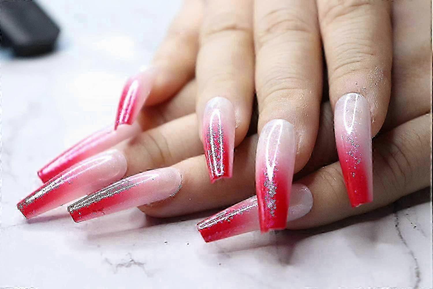 24Pcs Extra Long Coffin Press On Nails Gradient