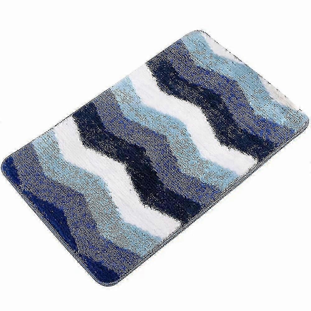 Modern Wave-pattern Flocking Bath Mat