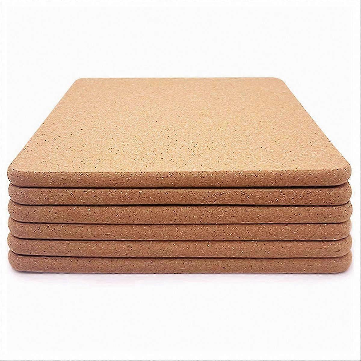 High Density Thick Square Cork Trivets, 6-Piece Set
