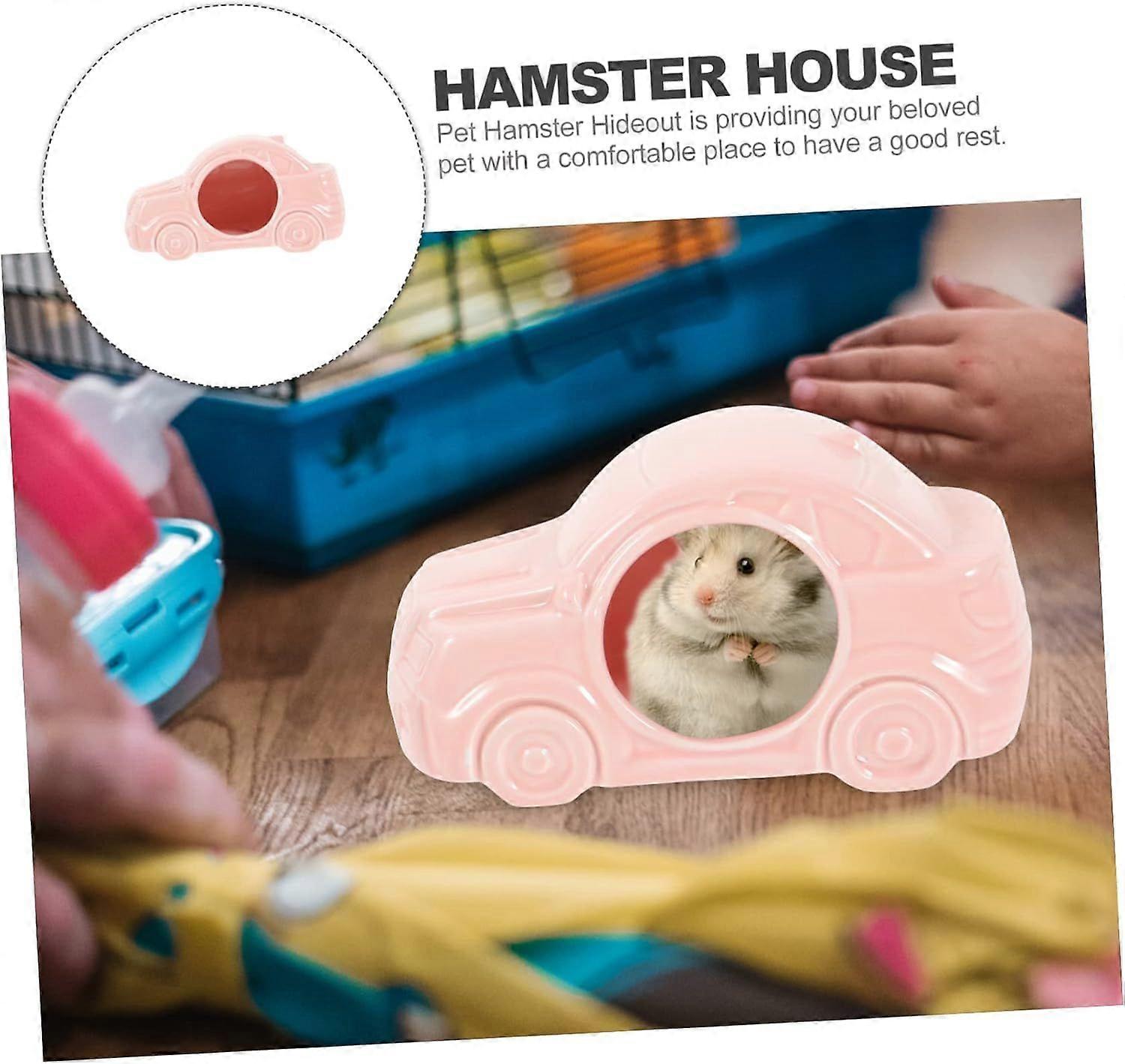 Ceramic Hamster House Car Shape Cooling Pink Hideout