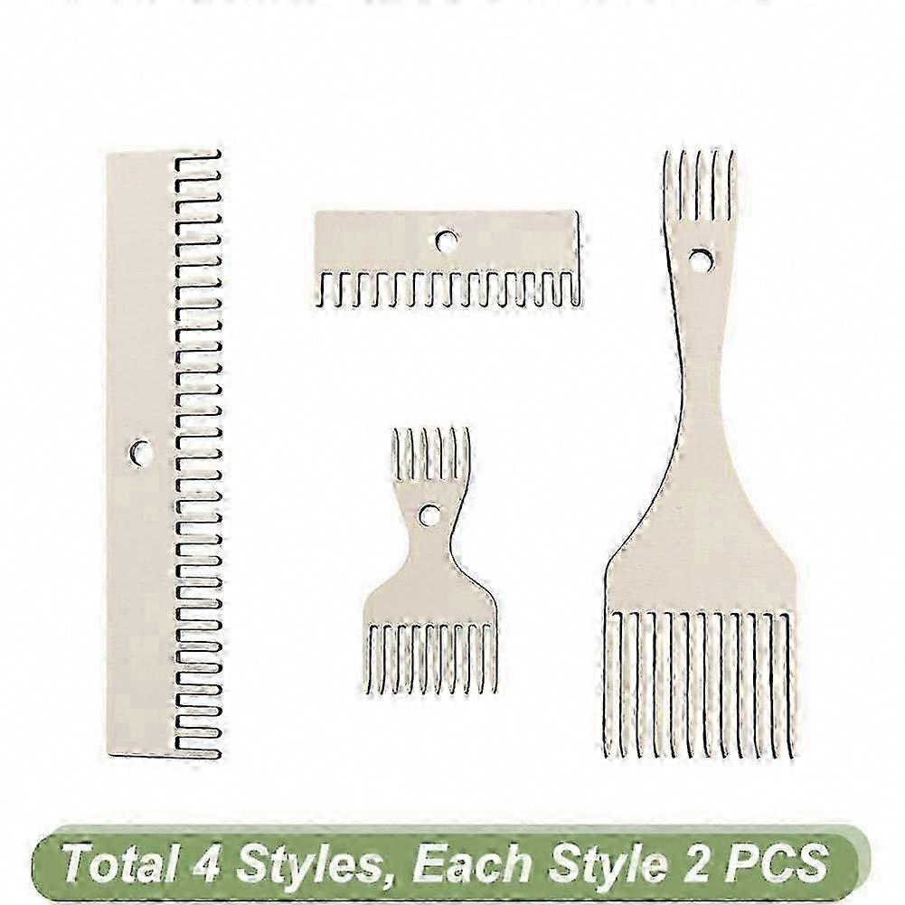Solid Wood Flat Weaving Combs 8-Pack