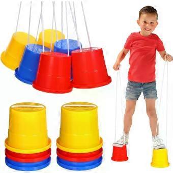 3 Pairs Plastic Balance Stilts with Buckets for Outdoor Walking, Sensory Balance Training Equipment for Boys and Color Assorted Style