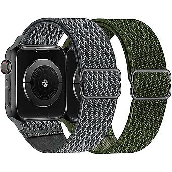 Watch Bands Compatible with Apple Watch Bands 42/44/45mm, Stretchy Nylon Solo Loop Band for iWatch Series 7/6/5/4/3/2/1 SE, Adjustable 2 Pack Elastics