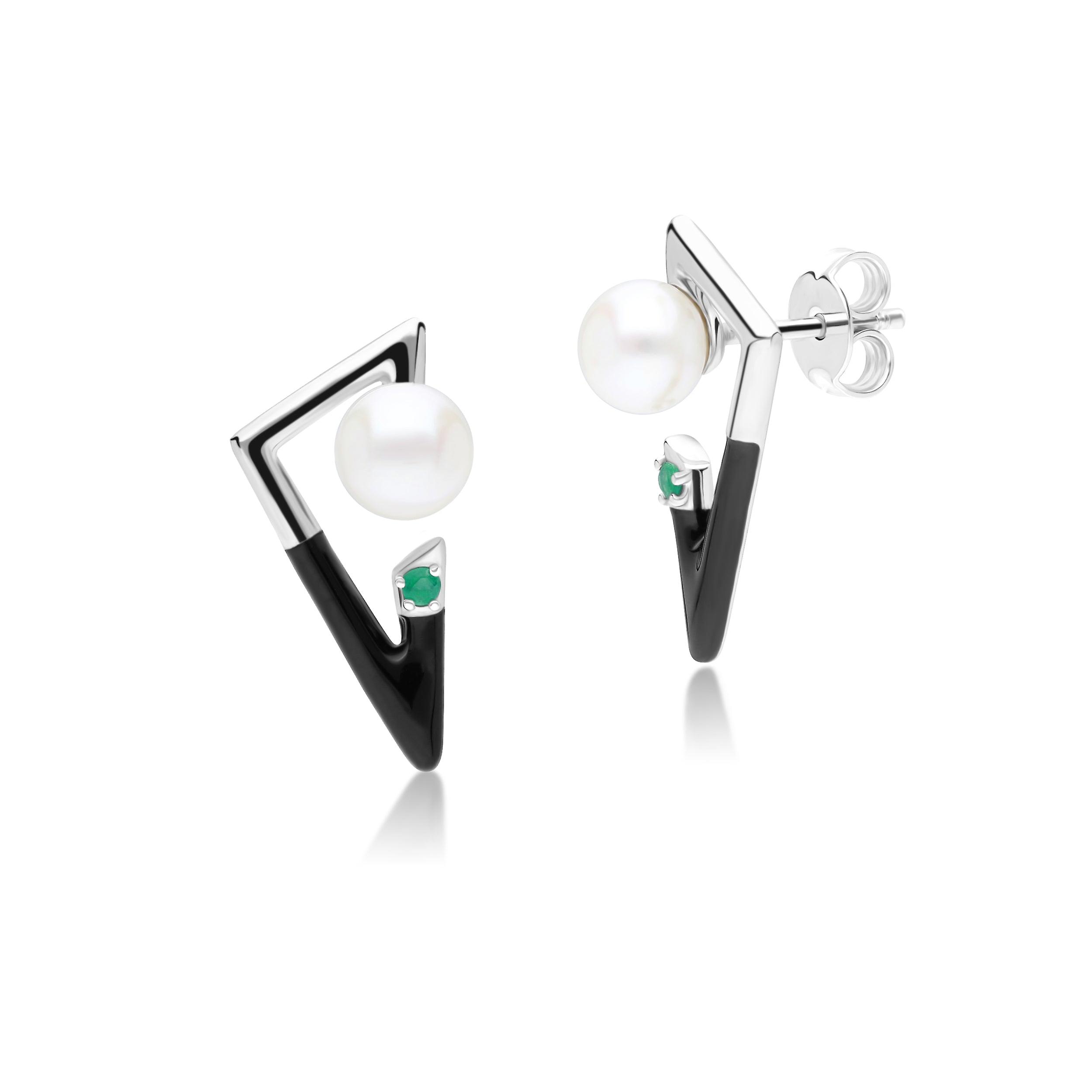Grand Deco Emerald & Pearl Retro Earrings