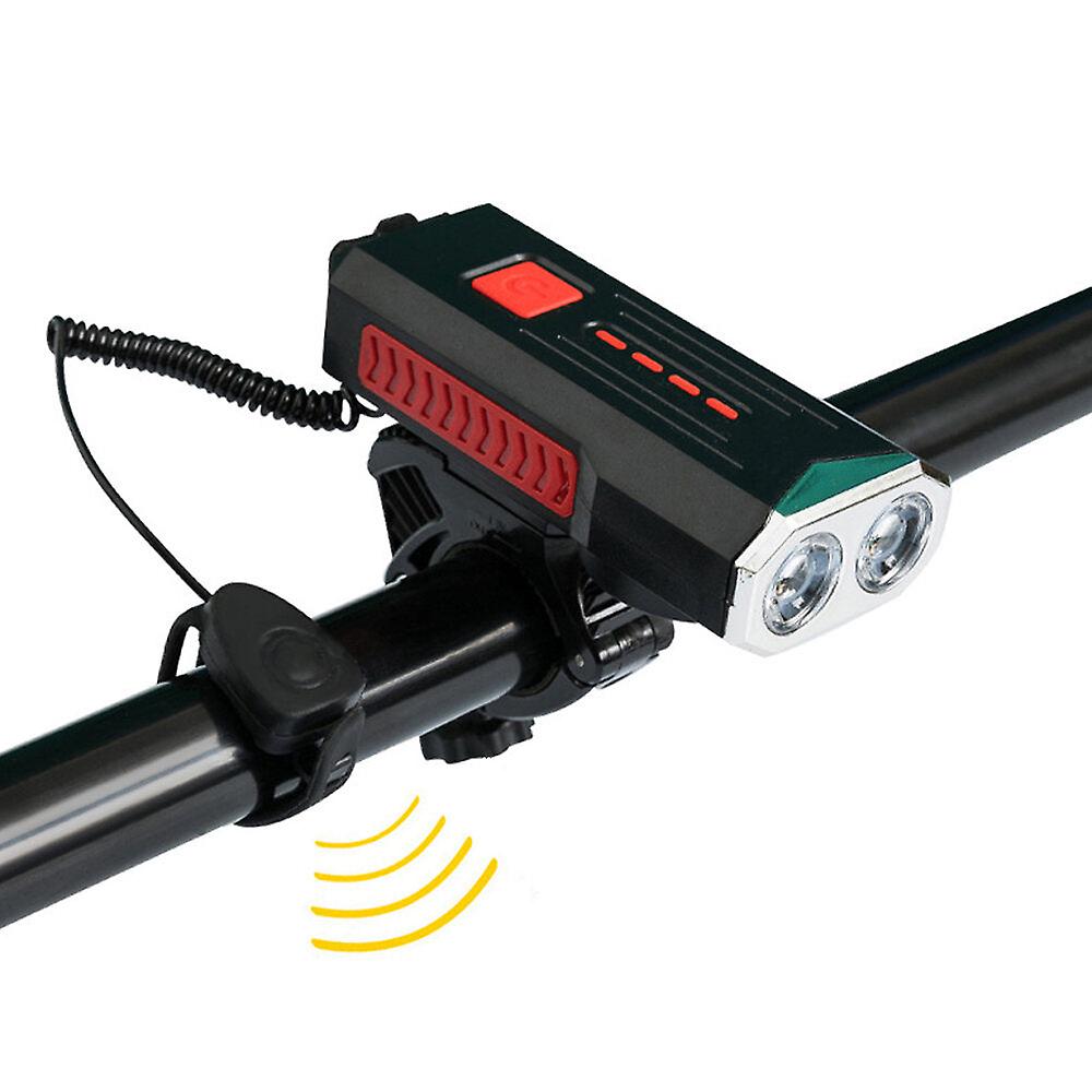 Bicycle Headlight Super Bright 3 Modes Usb Rechargeable Bike Front Light With 120db Horn Bell Power Bank