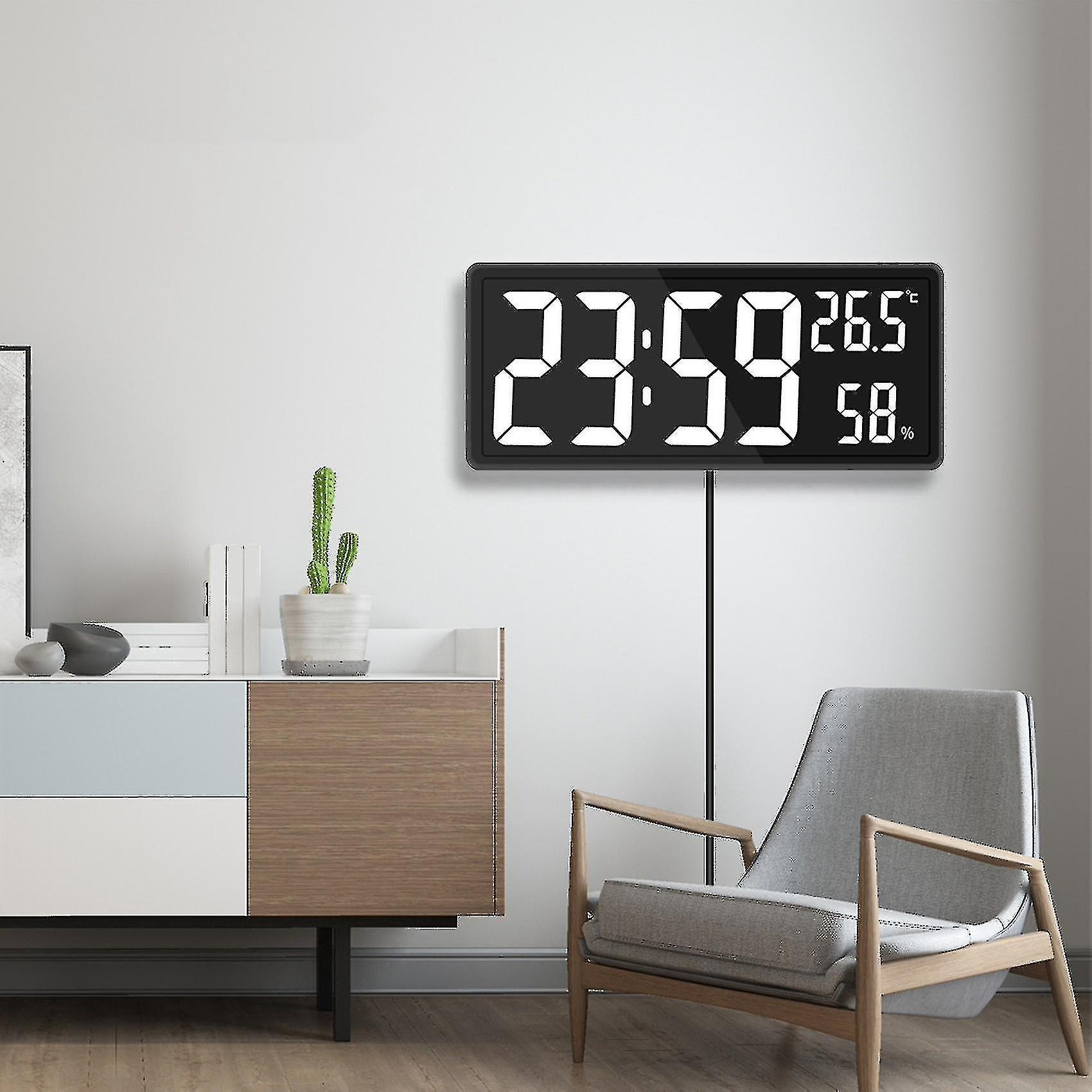 Led Digital Wall Clock Large Digits Display,indoor Office White