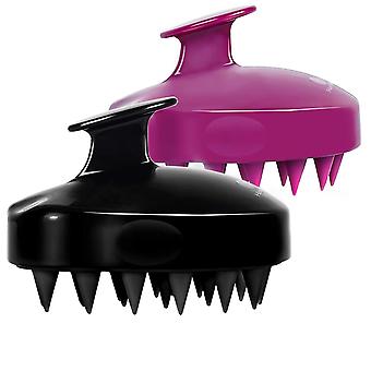 2 kpl Miesten ja naisten shampoo harja päähieronta kampa shampoo harja puhdas päänahka shampoo harja (musta ja violetti)