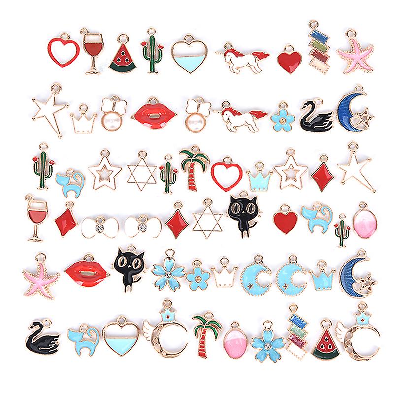 60pcs/set Wholesale Mixed Enamel Pendants Charms Craft Diy Jewelry Making Findings