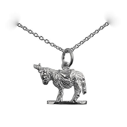 Silver 14x17mm solid Donkey Pendant with a rolo Chain 24 inches