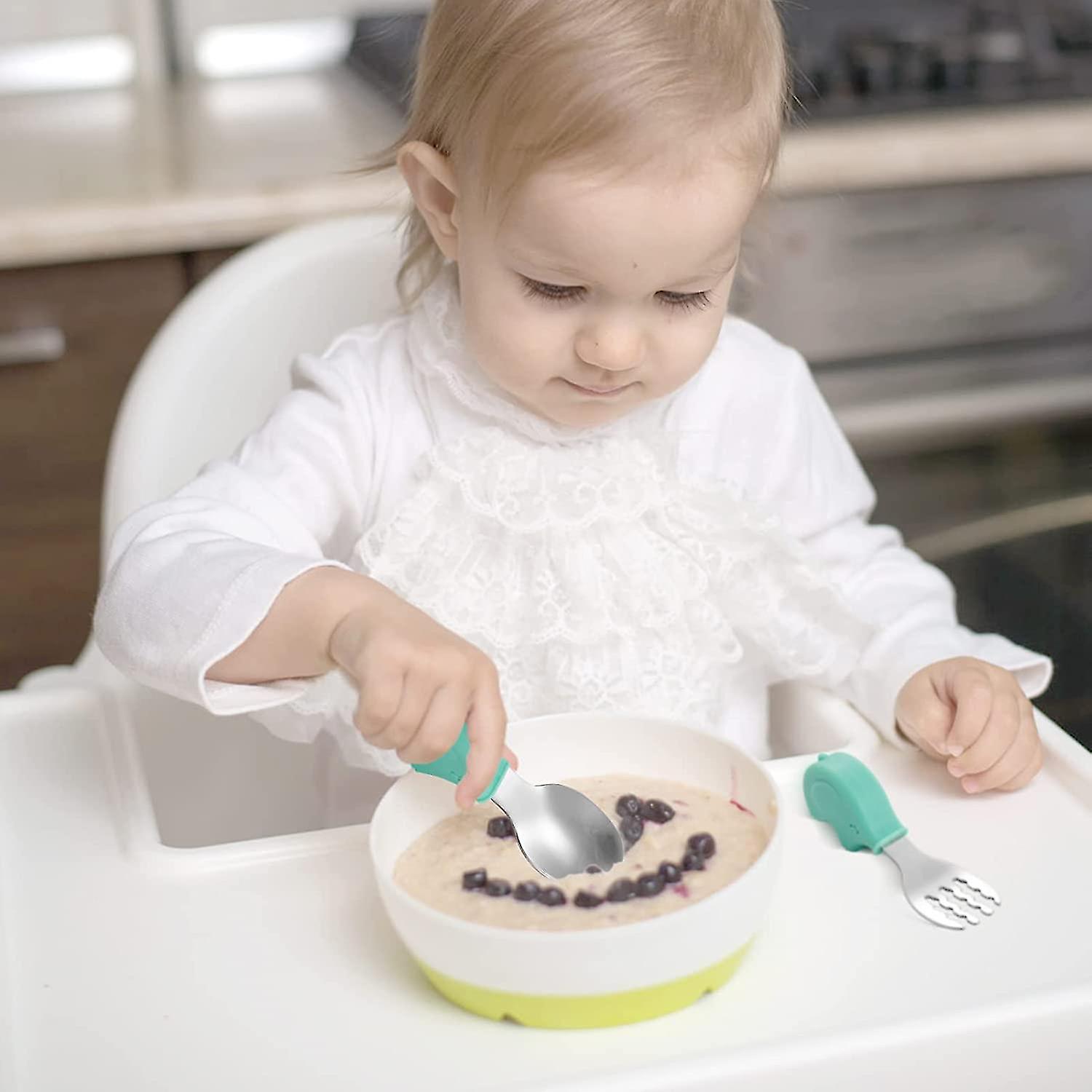 Dove and Dovelet - Silicone & Stainless Steel Cutlery Set - Sage
