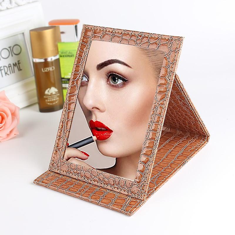 2 PCS Square Stand Leather Make Up Mirror