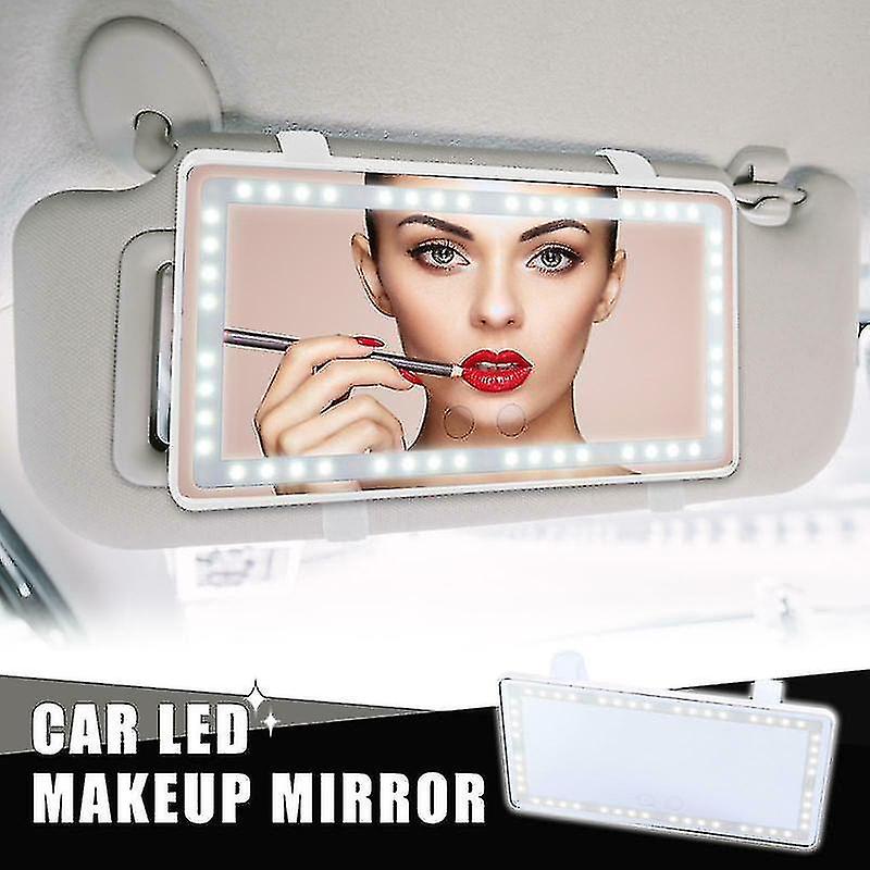 Car Interior Visor Makeup Mirror Set Touch-screen with 60 Led Fill Light Built-in Battery Decorative
