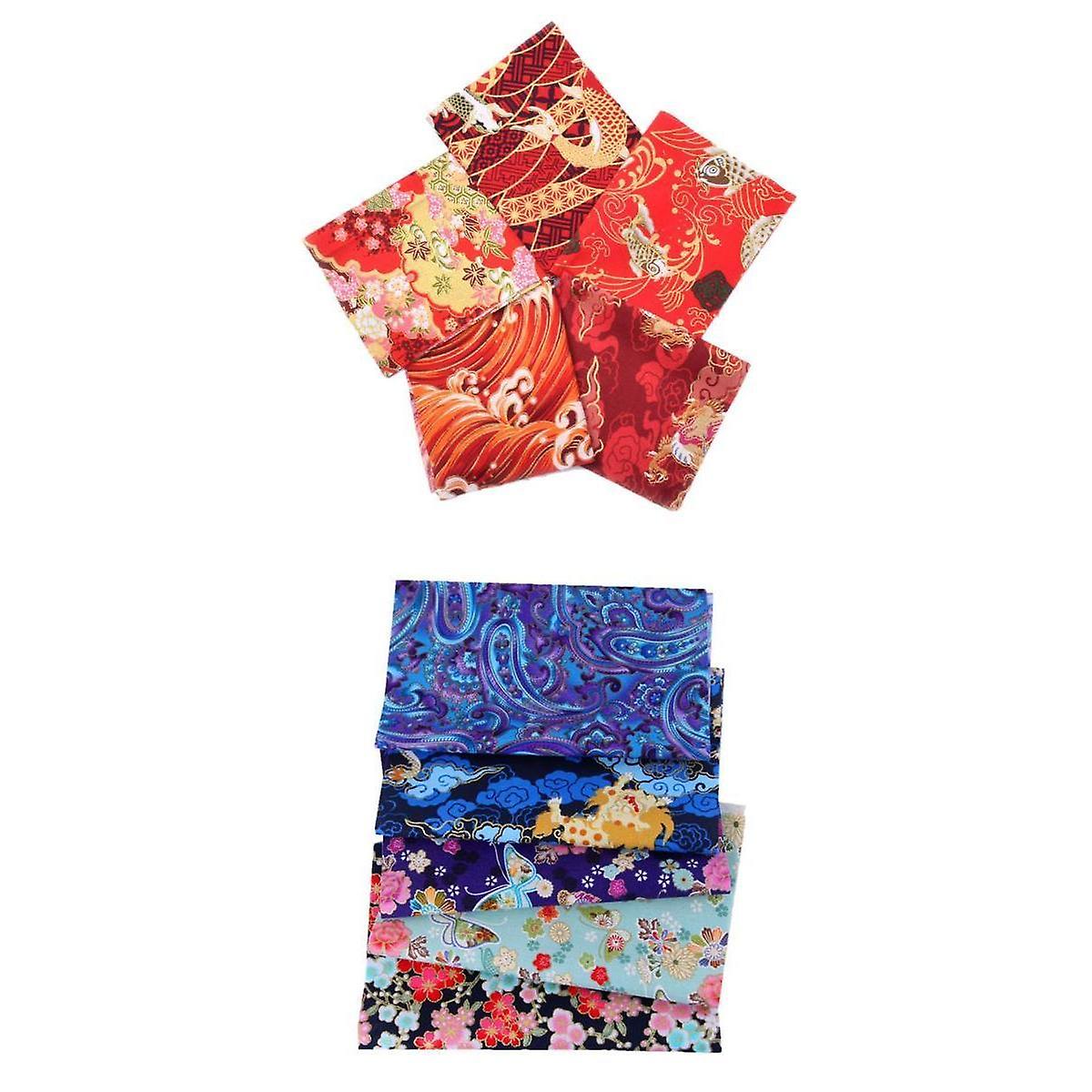 10 stykker guldstempling farverigt bomuld patchwork syning quiltning stoffer