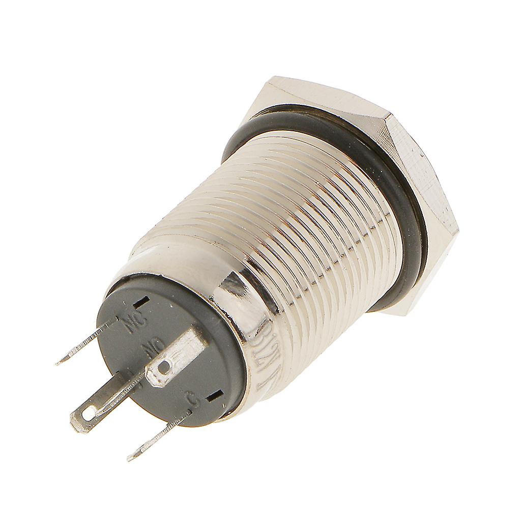 Metal Green LED Momentary 16mm Push Button Switch 12V SPST Waterproof