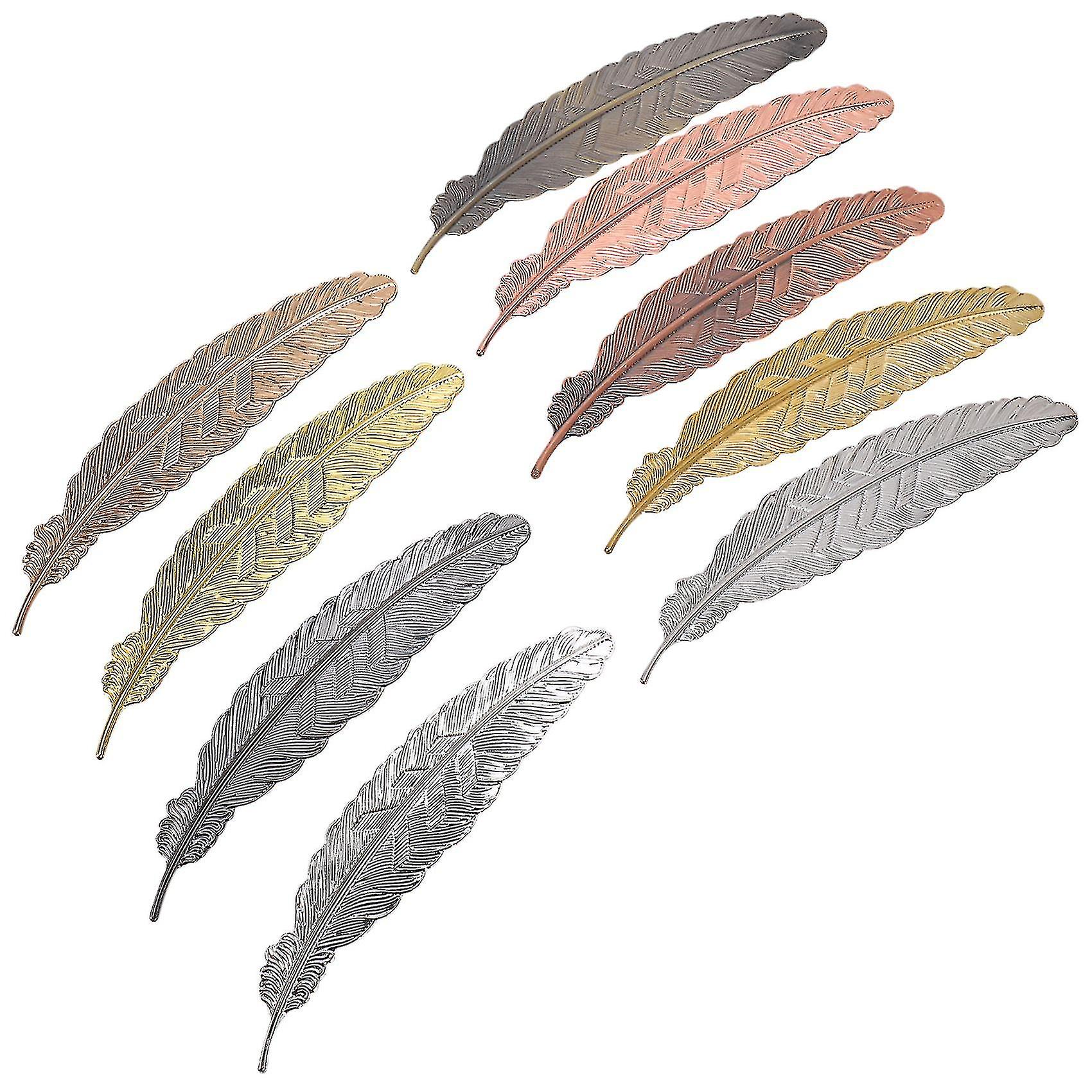 9 Pieces Metal Feather Bookmarks Simple Elegant And Thin Feather Shaped Bookmarks Book Markers For