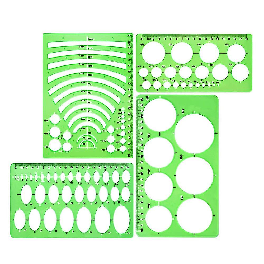 4 Pieces Template Plastic Rulers Circle Oval Circle Radius Drawing Templates For Office And School