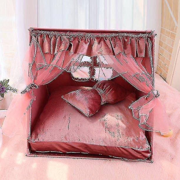 Pet Triangle Tent Dog Kennel Cat Kennel Removable And Washable Pet Kennel Pink 50*50*50cm