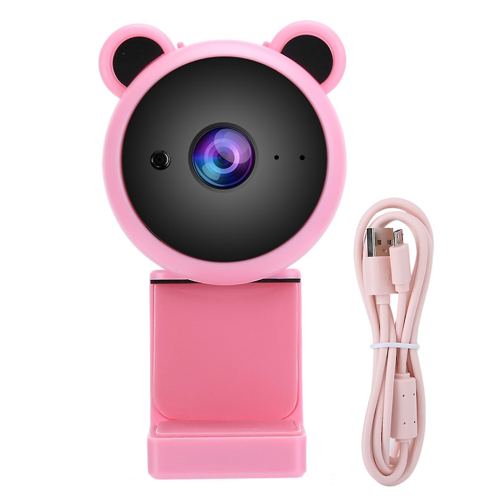1080P HD USB Computer Camera Video Recording Digital Webcam Built-in Microphone for Live Broadcast (pink)