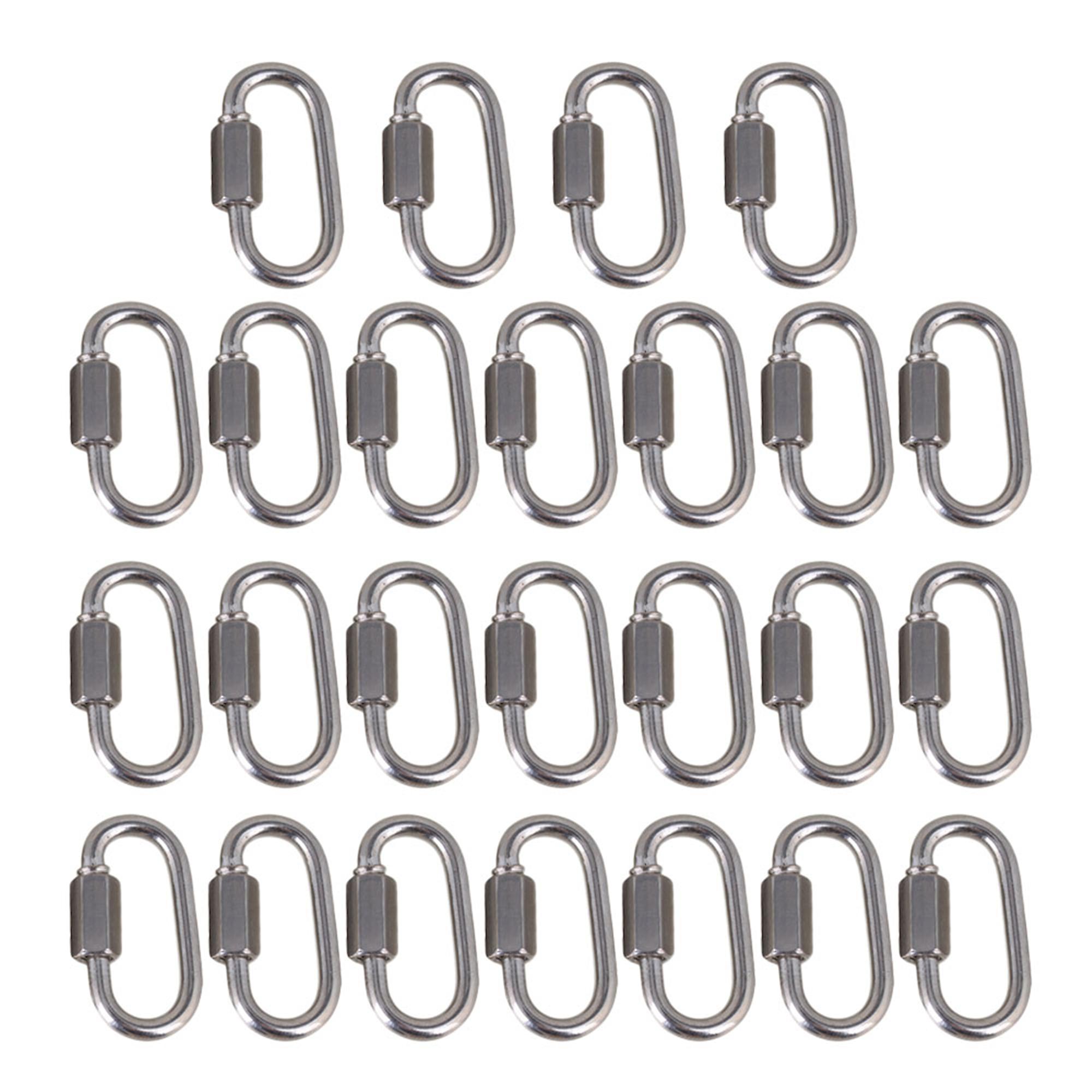 25 Pcs Stainless Steel Quick Link Locking D Shape Keychain Connector