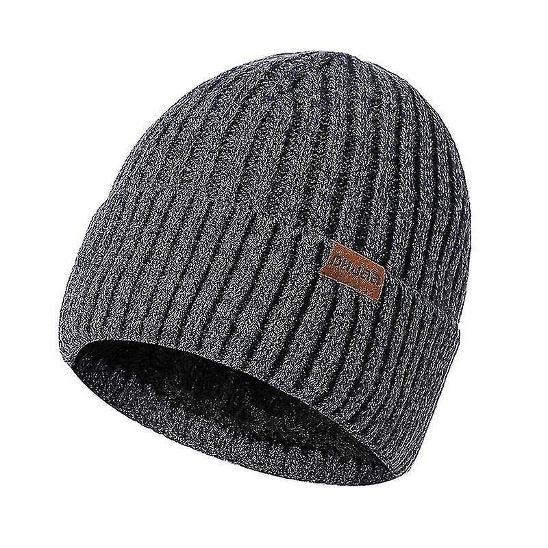Mütze Stricken Herren Warm (Hellgrau) bd