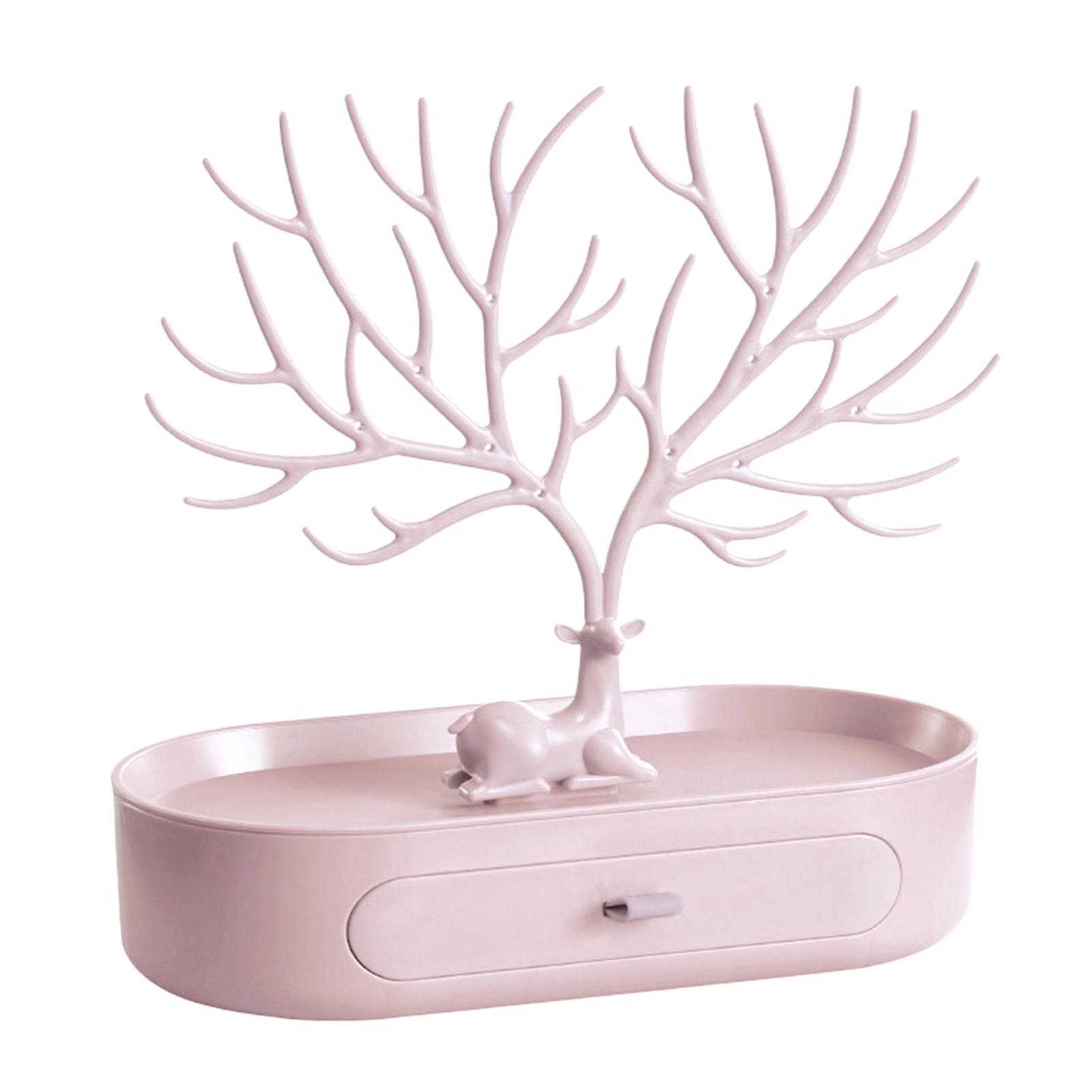 Large Capacity Jewelry Tree Stand: Decorative Organizer with Base Drawer