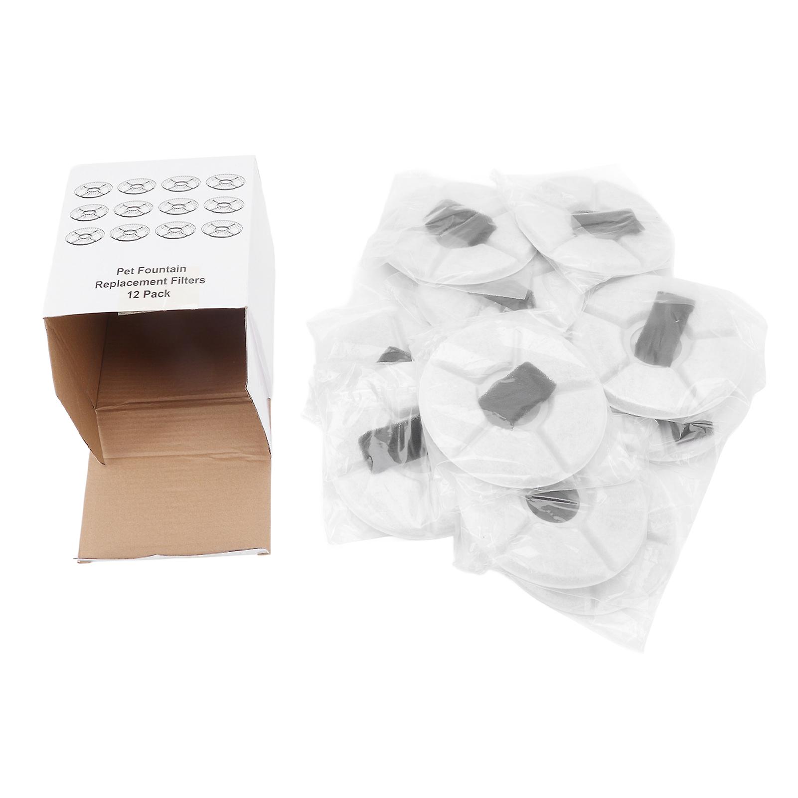 12Pcs Cat Water Fountain Filter Activated Carbon Remove Odor Filter Impurities Automatic Pet Fountain Replacement Filter