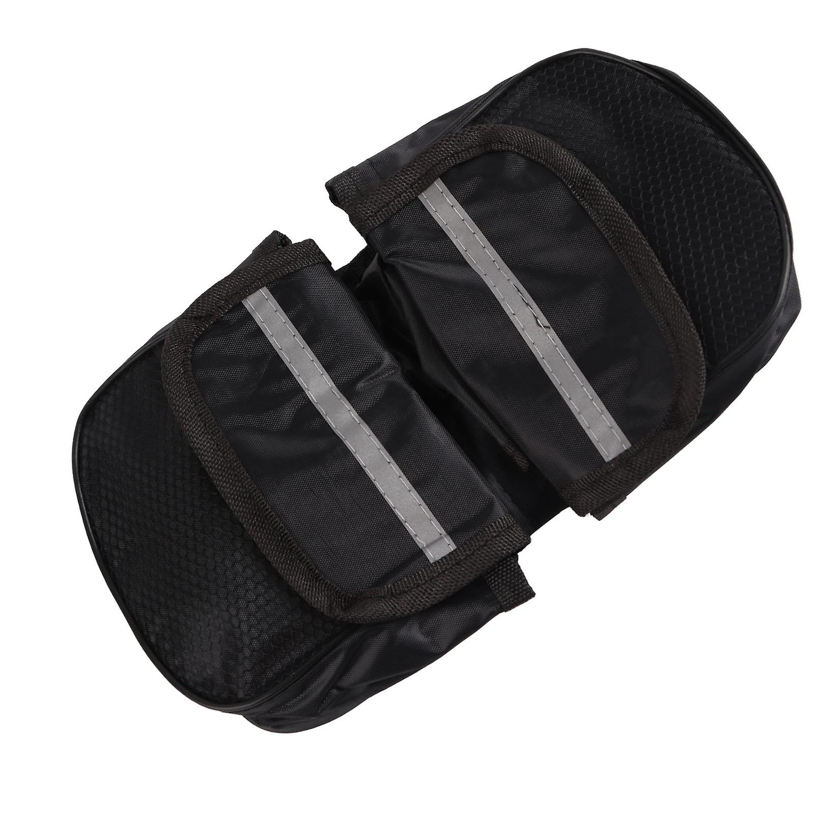 Bicycle Bike Cycling Frame Pannier Saddle Front Tube Bag Double Side Pouch Black