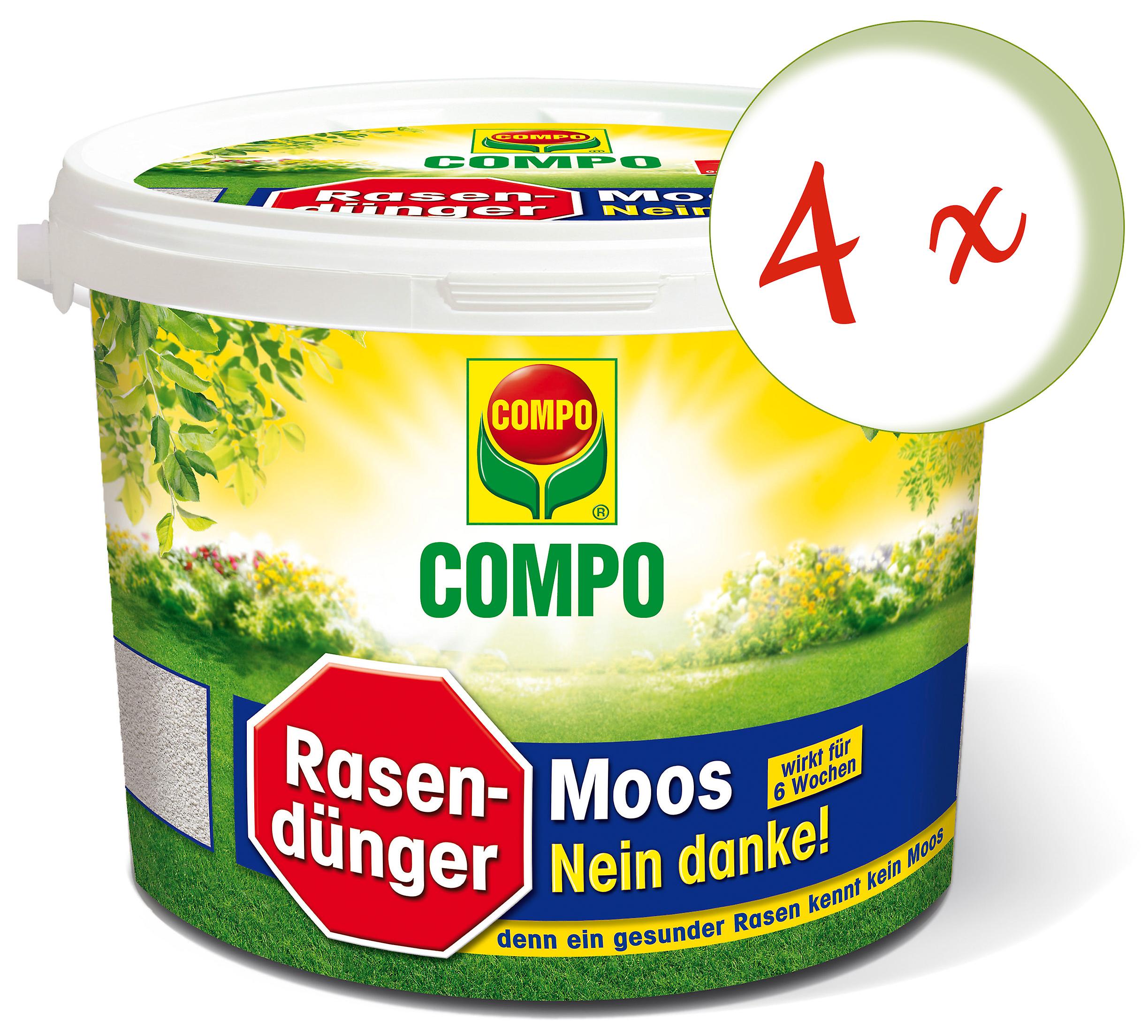 4 x COMPO lawn fertilizer moss - No thanks!, 7,5 kg